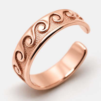 Genuine Full Solid 9ct Yellow, Rose, White Gold or Sterling Silver Surf Wave Toe Ring