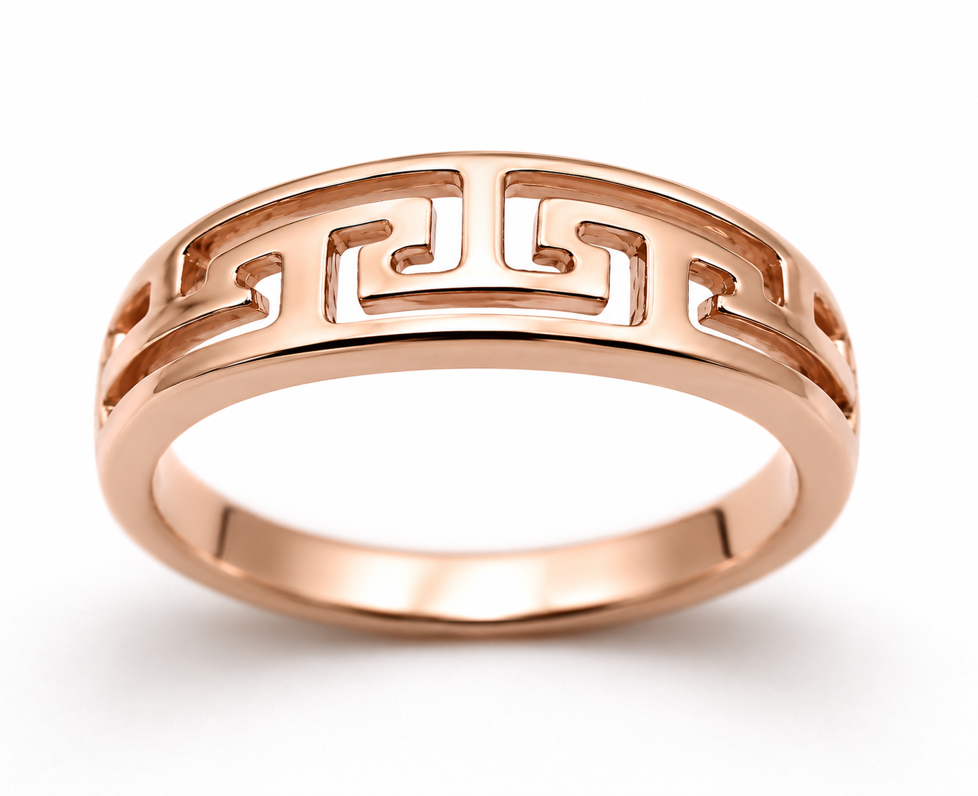 Kaedesigns, Solid 9ct 9k 375 Yellow, Rose or White Gold Celtic Wave Greek Key Ring 328