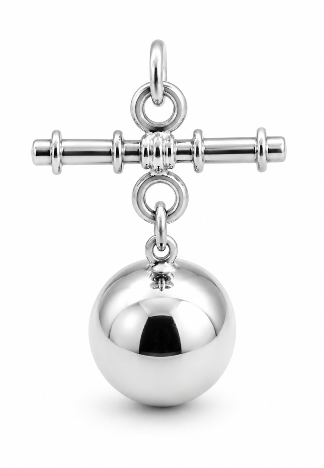 Genuine 9ct 9k 375 Yellow, Rose or White Gold Plain 14mm Ball Pendant with T-Bar