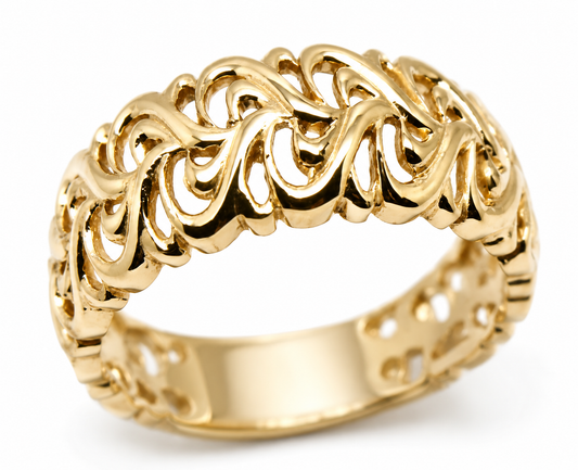 Genuine 9ct 9k 375 Solid Yellow, Rose or White Gold Flower Filigree Ring In Your Size