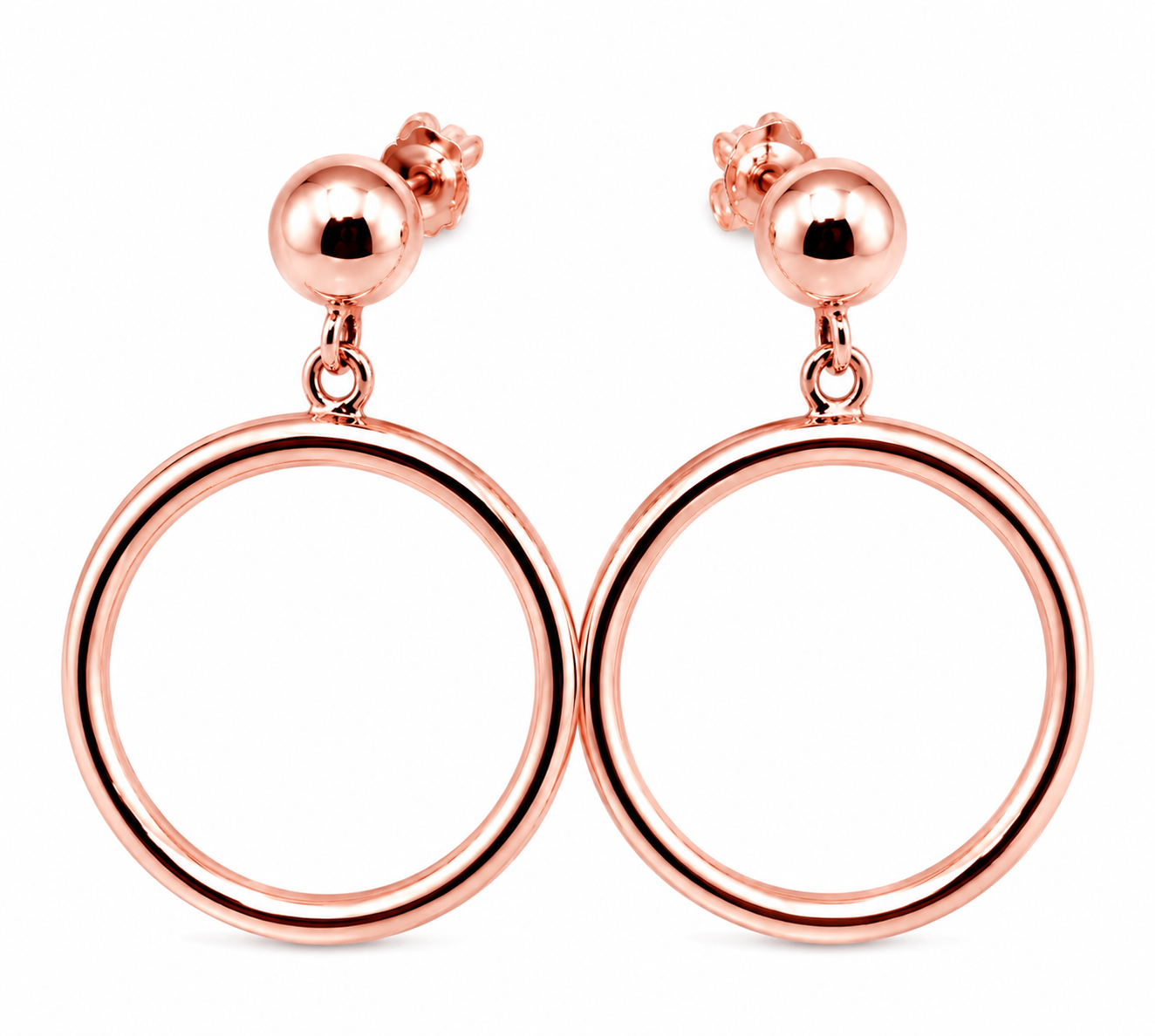 Genuine 9ct 9k 375 Yellow, Rose or White Gold 10mm Half Ball Hoop Stud Circle Earrings
