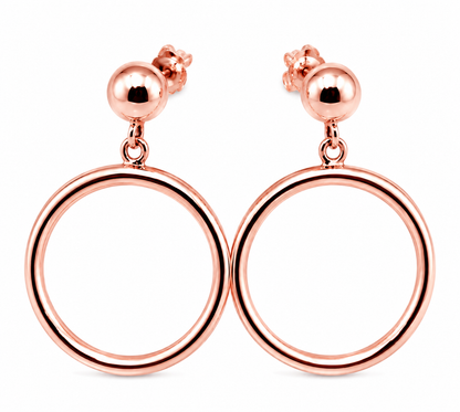 Genuine 9ct 9k 375 Yellow, Rose or White Gold 10mm Half Ball Hoop Stud Circle Earrings