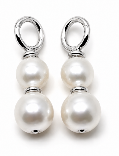 Genuine 9ct 9k 375 Yellow Gold 6mm & 8mm White Pearl Loop Earrings