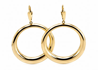 Genuine 9ct 9k 375 Yellow, Rose or White Gold Huge Oversized Hoop Disc Continental Hook Earrings