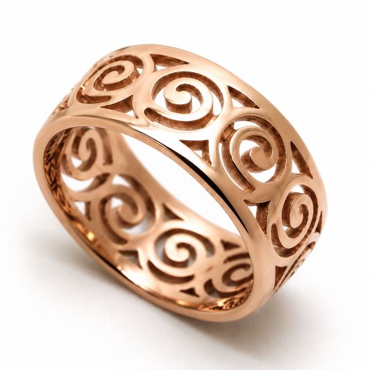 Kaedesigns Solid Genuine 9ct 9k 375 Yellow, Rose or White Gold 7mm Swirl Surf Wave Ring