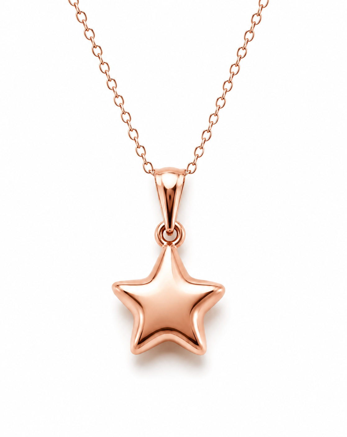 Genuine 9ct 9K 375 Yellow, Rose or White  Gold Thin Cable Chain Necklace 45cm + Star Pendant