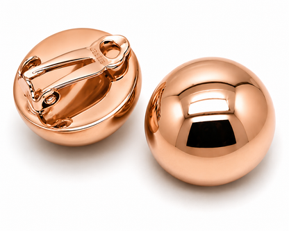 Kaedesigns Genuine 9ct 9k 375 Rose, Yellow Or White Gold Clip On 16mm Half Ball Earrings