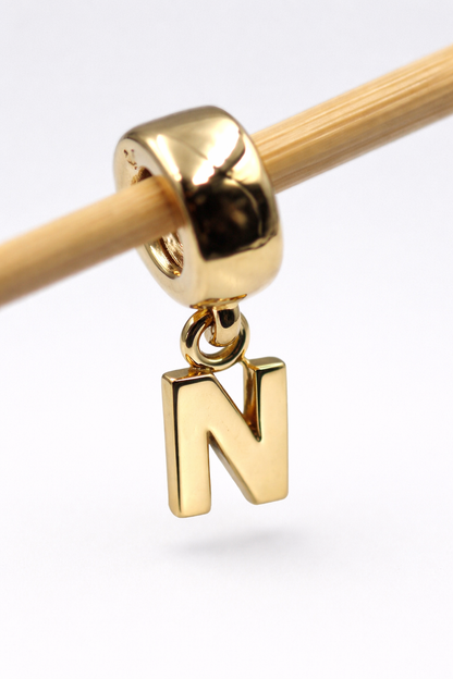 Genuine 9ct Yellow Gold 375 Initial Bead Charm / Pendant - All letters available