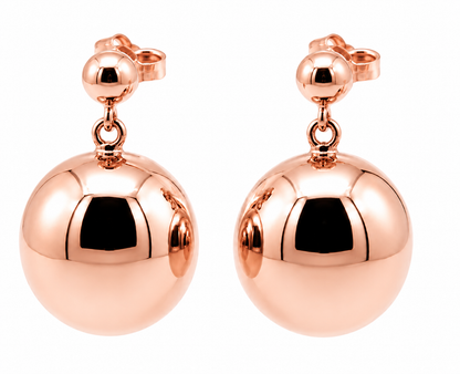 Genuine New 9ct Yellow, Rose or White Gold 18mm Half Ball Stud Ball Earrings