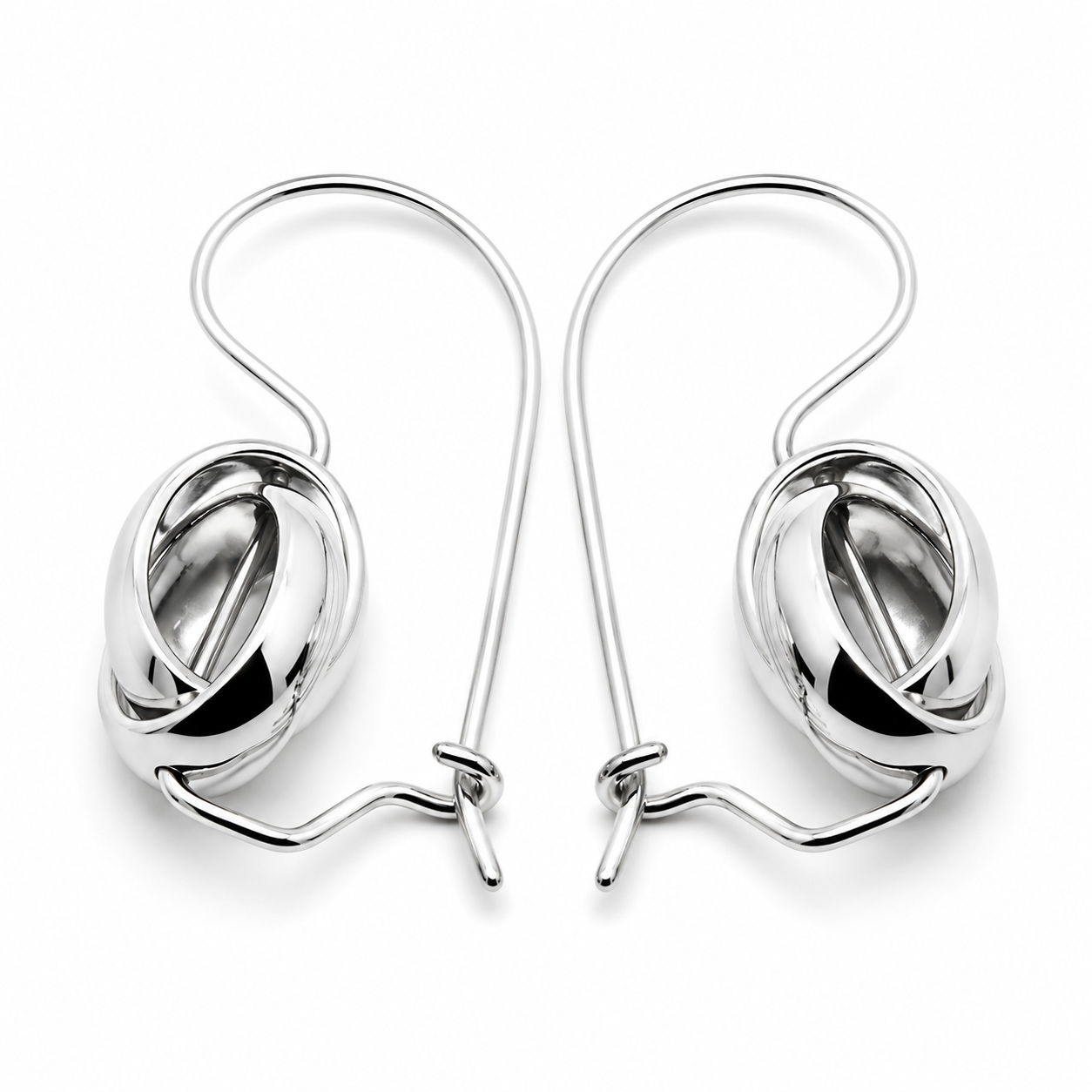 Kaedesigns Genuine 9ct 9K 375 Yellow, Rose or White  Gold Spinning Oval Belcher Ball Earrings