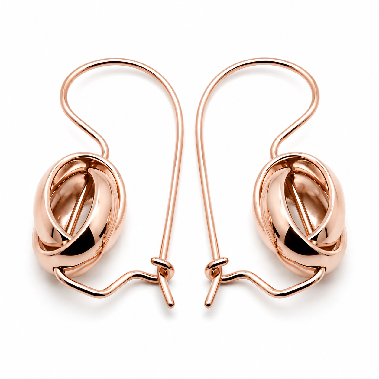 Kaedesigns Genuine 9ct 9K 375 Yellow, Rose or White  Gold Spinning Oval Belcher Ball Earrings