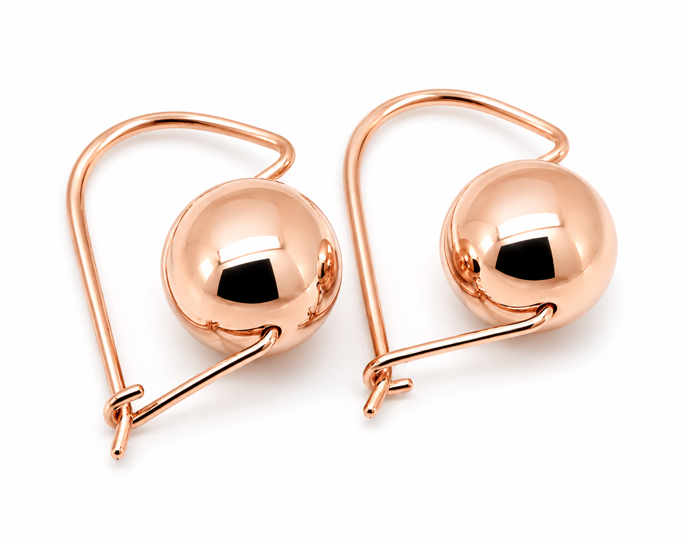 Genuine 9ct Yellow, Rose or White Gold 10mm Euro Ball Plain Drop Large Earrings 1mm size hook