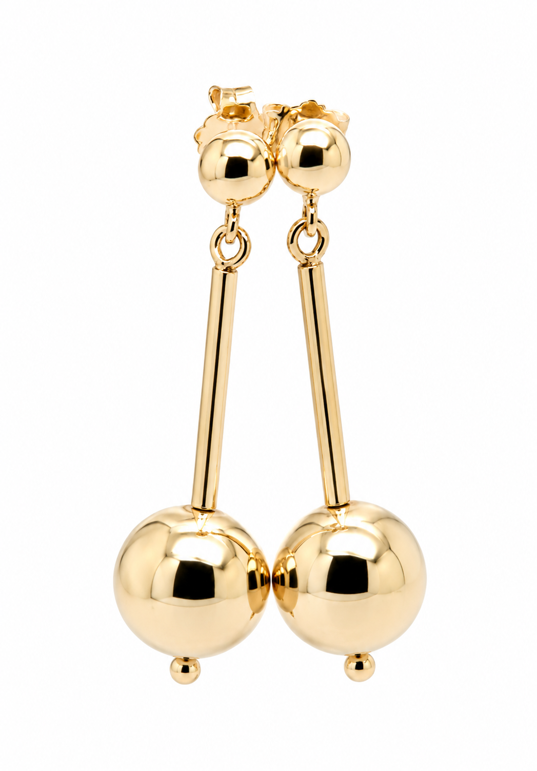 Genuine 9ct 9K 375 Yellow, Rose or White Gold 12mm Euro Full Ball Stud butterfly backs Earrings