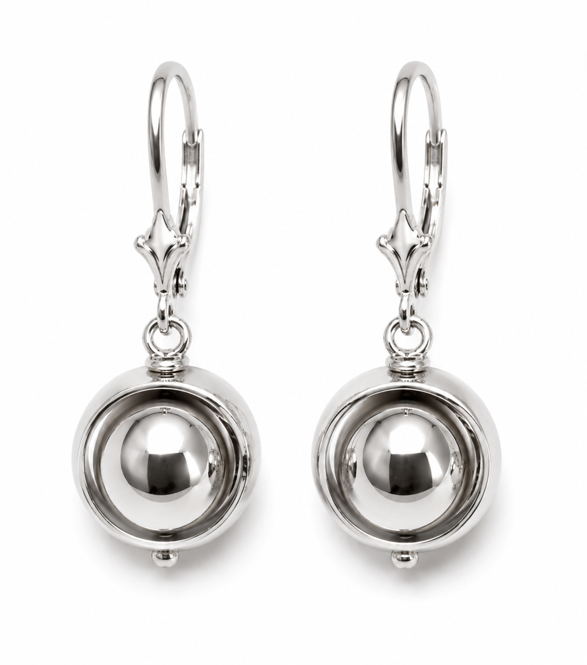 Heavy 9ct 9k 375 Yellow, Rose or White Gold Continental Hooks 10mm Ball Spinning Belcher Earrings