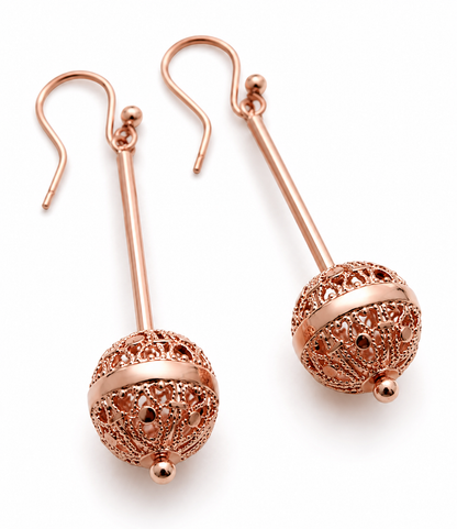 Kaedesigns, 9ct Yellow Or White Or Rose Gold 375 12mm Filigree Ball Hook Earrings