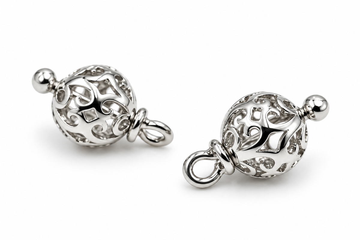 Genuine 9k 9ct 375 Yellow, Rose or White Gold 7.7mm Ball Filigree Balls For Charm Earrings