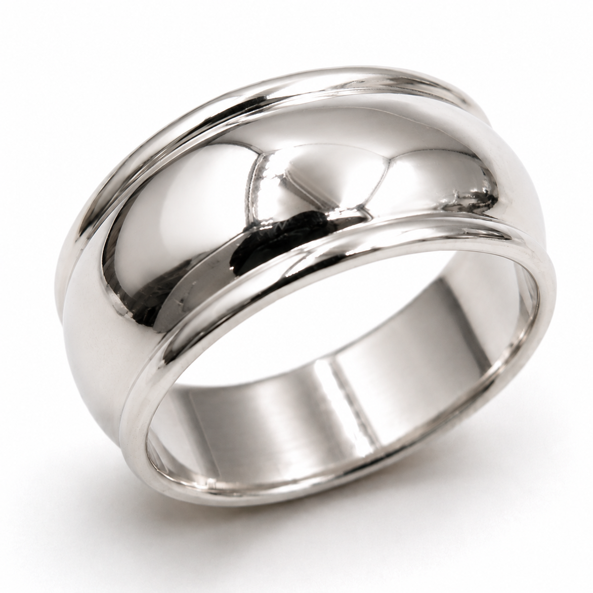 Genuine 9ct 9K 375 Yellow, Rose or White Gold Ridged Dome Ring 10mm - Choose your size