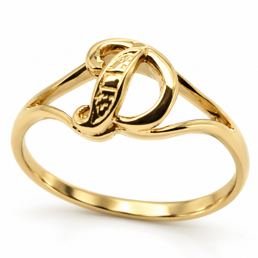 Genuine Delicate 9ct 375 Yellow, Rose or White Gold Initial Ring D