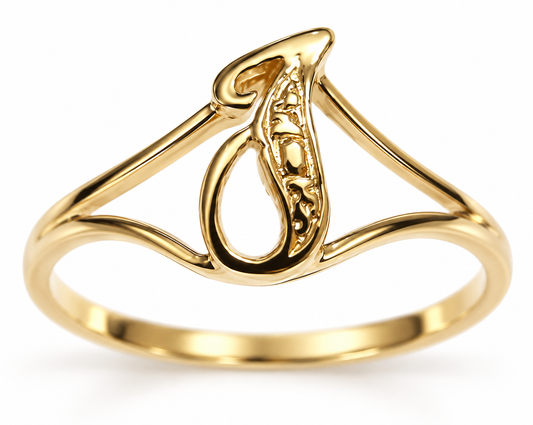 Genuine Delicate 9ct 375 Yellow, Rose or White Gold Initial Ring J