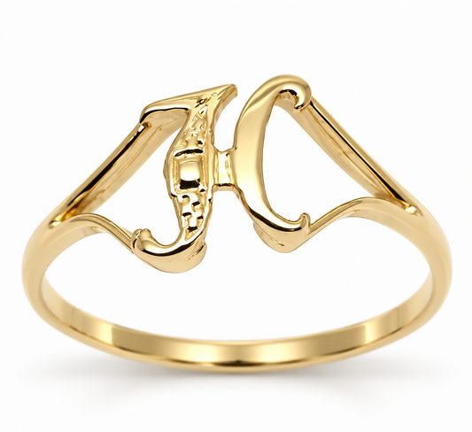 Kaedesigns, Genuine, Solid Yellow Or Rose Or White Gold 375 Initial Ring H