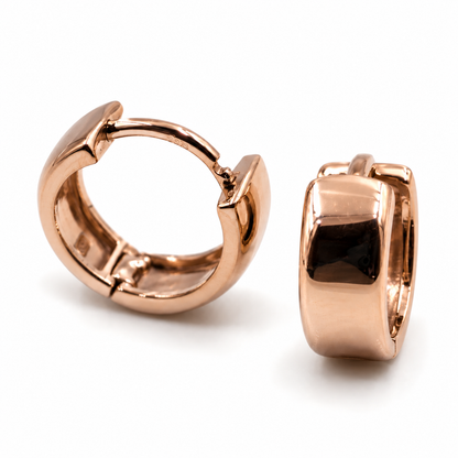 Genuine 9ct 9K Yellow, Rose or White Gold Small Hoop Oval Earrings 5mm Width - 11mm diameter