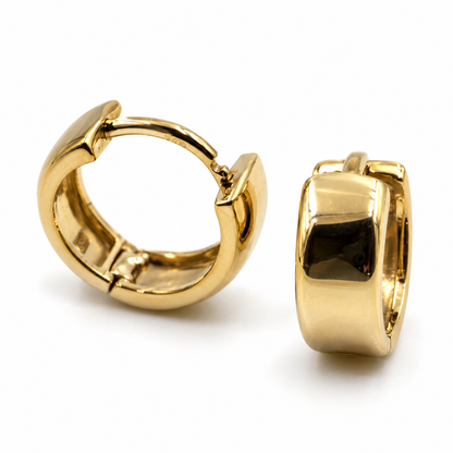Genuine 9ct 9K Yellow, Rose or White Gold Small Hoop Oval Earrings 5mm Width - 11mm diameter