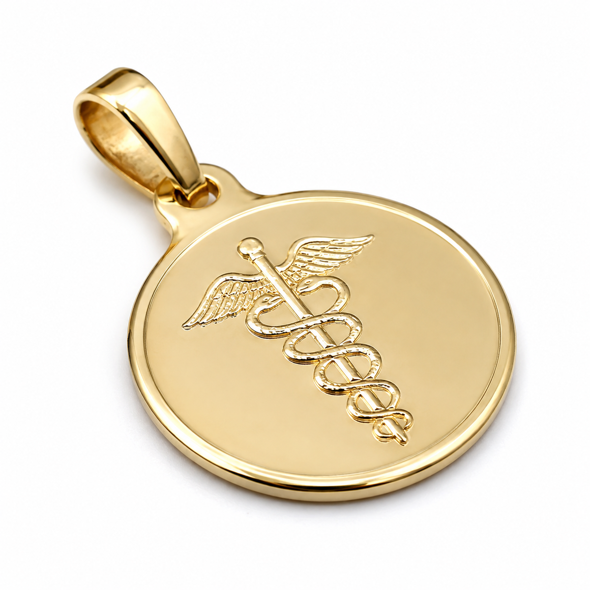 Genuine 9ct 9k 375 Yellow, Rose or White 16mm Medical Alert Disc Pendant