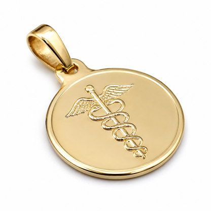 Genuine 9ct 9k 375 Yellow, Rose or White 16mm Medical Alert Disc Pendant
