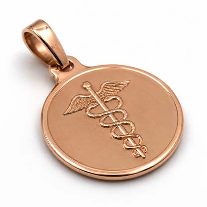 Genuine 9ct 9k 375 Yellow, Rose or White 16mm Medical Alert Disc Pendant