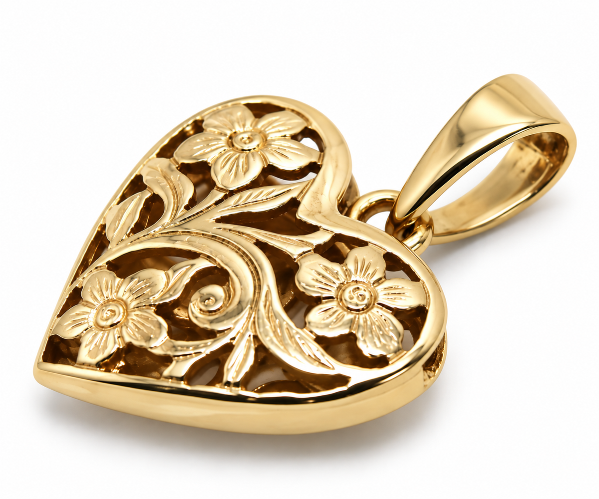 Kaedesigns 9ct 9K 375 Yellow, Rose or White Gold 21mm Heart Pendant