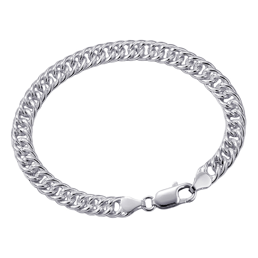 Sterling Silver 925 19cm or 21cm Double Curb Heavy Bracelet