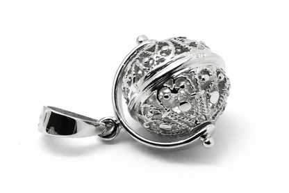 Genuine 9ct Yellow Gold Or White Gold Or Rose Gold 16mm Filigree Ball Spinner Pendant
