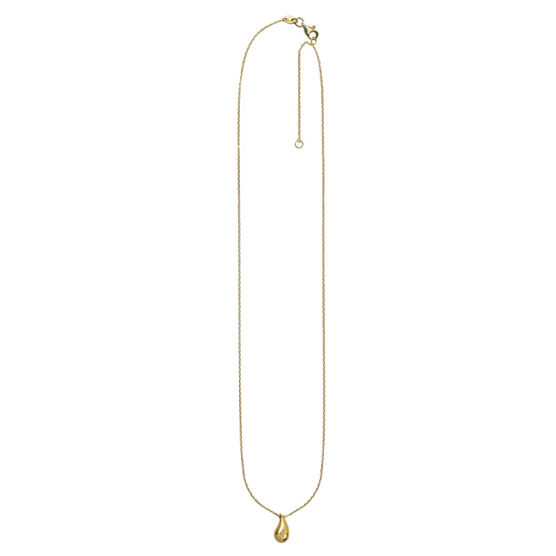 Genuine 9k 9ct Yellow or White Gold Teardrop Pendant with Diamond Cut Cable Chain 50cm
