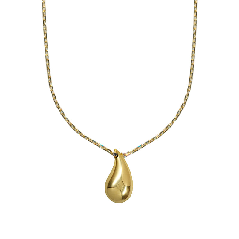 Genuine 9k 9ct Yellow or White Gold Teardrop Pendant with Diamond Cut Cable Chain 50cm
