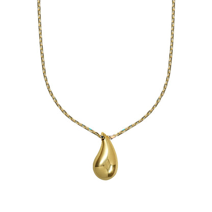 Genuine 9k 9ct Yellow or White Gold Teardrop Pendant with Diamond Cut Cable Chain 50cm
