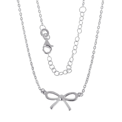 Sterling Silver 925 Bow Pendant with 40cm Chain + 5cm Extender