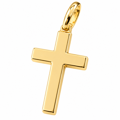 Genuine Large Sterling Silver 925 Yellow Gold Plated Cross Pendant 35mm x 22mm