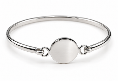 Sterling Silver 925 Round Disc Bangle – 62mm | Engraving Available