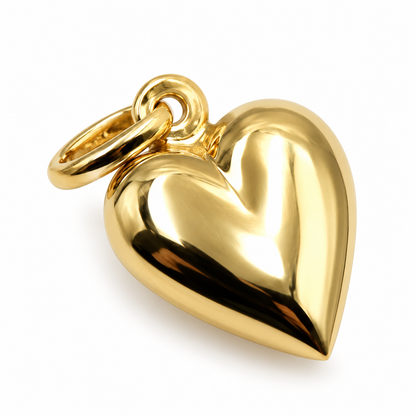 Polished 9ct yellow gold small bubble heart pendant charm with bail