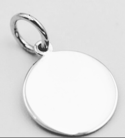 Genuine 9ct 9k 375 Solid Yellow, Rose or White Gold 12mm disc round circle pendant