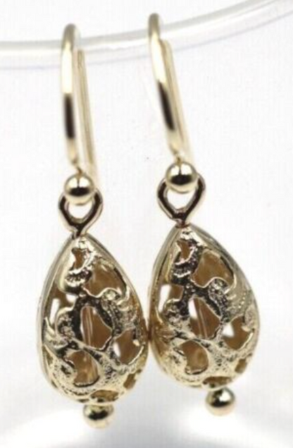 Kaedesigns 9ct 9k 375 Yellow Or White Or Rose Gold Teardrop Filigree Earrings