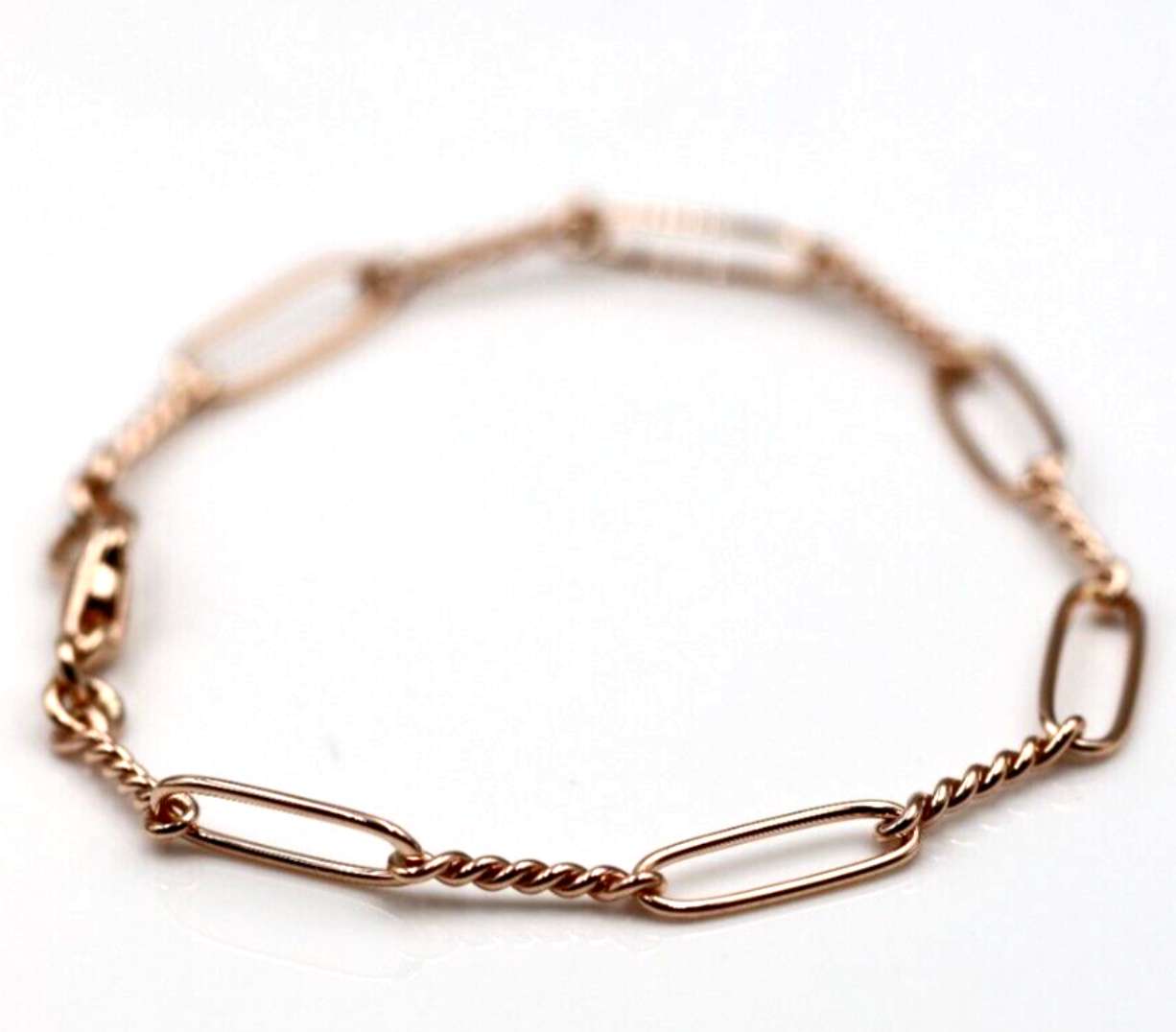 Genuine Handmade 19cm 9ct Yellow, Rose or White Gold Paper Clip Bracelet