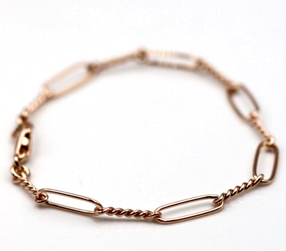 Genuine Handmade 19cm 9ct Yellow, Rose or White Gold Paper Clip Bracelet