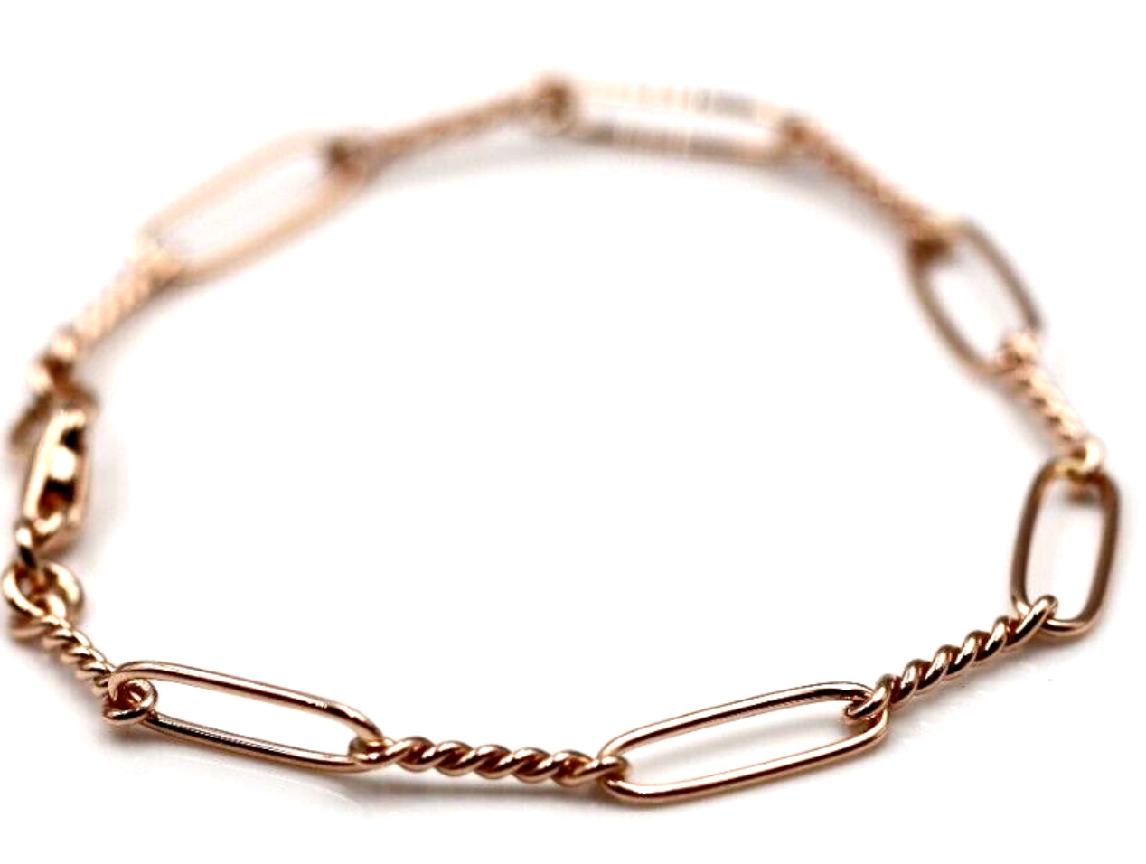 Genuine Handmade 19cm 9ct Yellow, Rose or White Gold Paper Clip Bracelet