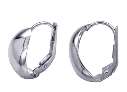Sterling Sliver 925 Teardrop Dome Continental Clip Huggies Earrings