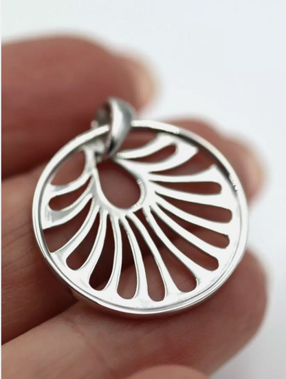 Kaedesigns Genuine Solid Sterling Silver 925 Circle Cut Out Pendant
