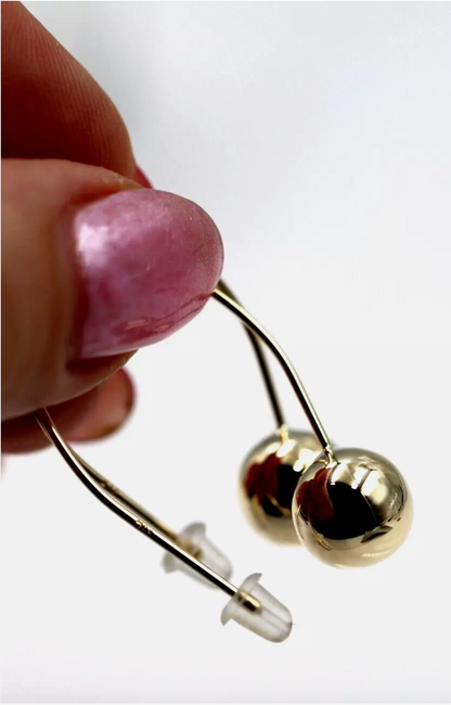 Genuine Large Hooks 9ct 9k 375 Yellow, Rose or White Gold 10mm Euro Ball Drop Earrings
