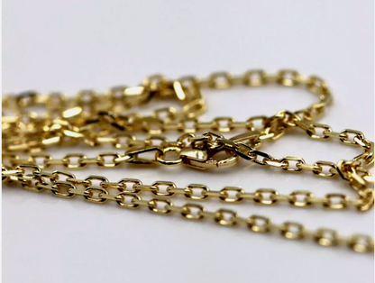 Genuine 750 18k 18ct Yellow Gold  Diamond Cut Anchor 2mm- Choose from 40cm, 45cm, 50cm and 60cm