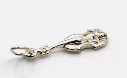 Genuine Sterling Silver 925 Music Violin Pendant Charm