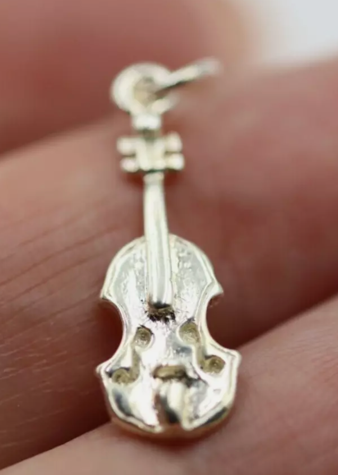 Genuine Sterling Silver 925 Music Violin Pendant Charm